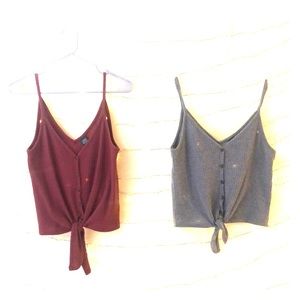 Burgundy and Gray Tank Tops